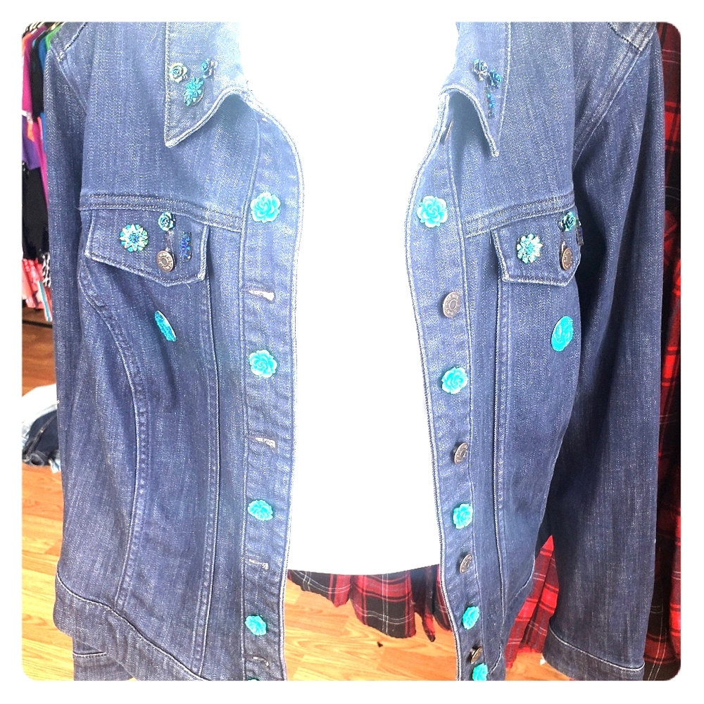 Embellished blue jean jacket